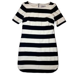 Jessica Howard Bold White Black Striped Short Sleeve Tunic Dress 6Size